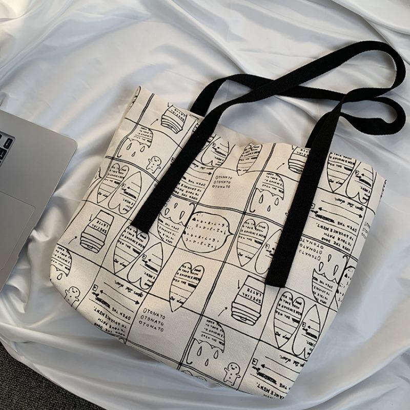 Neue Damen-Canvas-Großtasche im College-Stil mit großer Kapazität