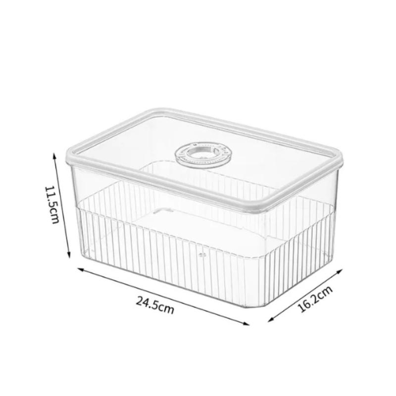 Refrigerator Storage Box With Timer - Fresh Fridge Organizer For Vegetables Fruits And Pantry Kitchen Containers