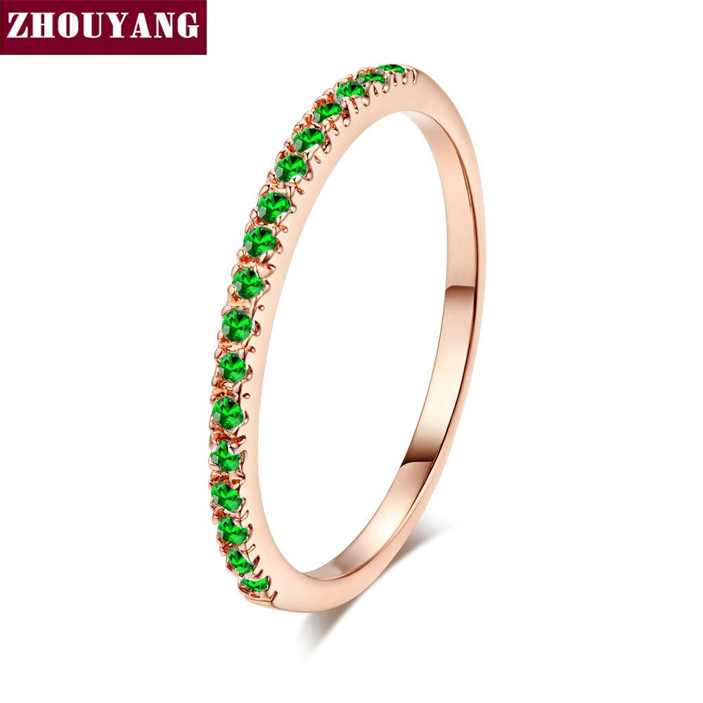 ZHOUYANG Wedding Ring For Women Man Concise Classical Multicolor Mini Cubic Zirconia Rose Gold Color Gift Fashion Jewelry R251