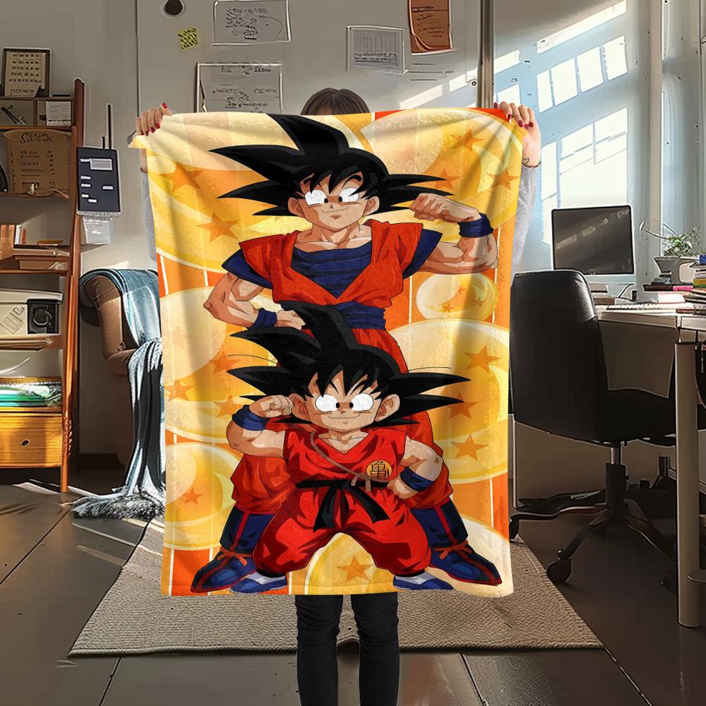 Coperta in Flanella con Stampa Personaggi Dragon Ball, Alta qualità Confortevole per Tutte le Stagioni, Arredamento per la Casa, Calore e Comfort, Perfetta per Regali di Natale