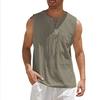 Men's Summer Shirts Casual Leeveless Vest Bandage Lace Up Blouse Retro V Neck Fashion Loose Shirt  Solid Color Clothes