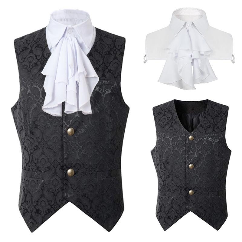 Vest Men Renaissance Steampunk Coat Gothic Jacquard Waistcoat Single Business Suit