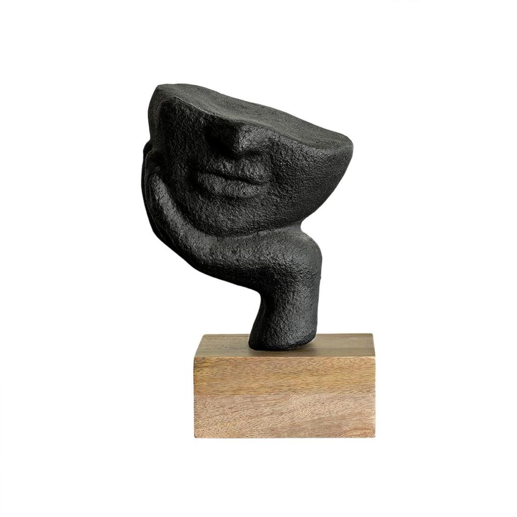 Restive Face Ecomix Sculpture - Black, Home Décor Showpiece Figurine for Living Room & Office, Modern Asthetic Tabletop Decorative Accent
