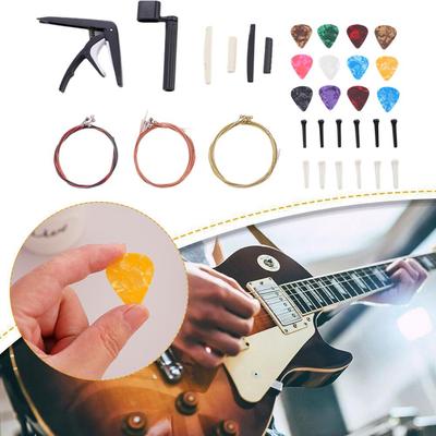 48/66PCS Guitar Strings Kit Guitar Tool Changing Kit Include Guitar Strings Capo 3-in-1 Restring Tool Bridge Pins Nuts&Saddles