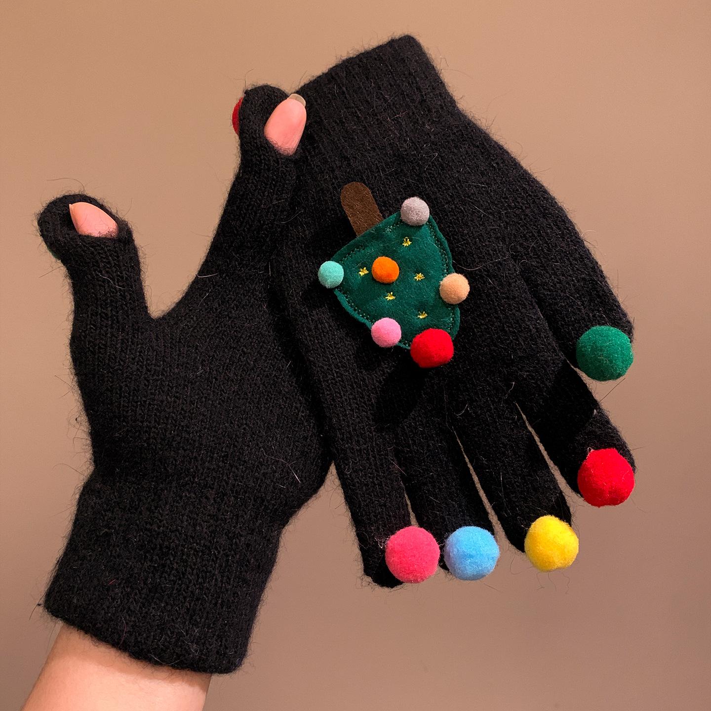 

Милые Креативные Красные Рождественские Варежки-Перчатки с Вязаным Рисунком для Женщин Зимние Пятипалые Теплые Плюшевые Ветрозащитные и Морозостойкие для Велоспорта Рождество