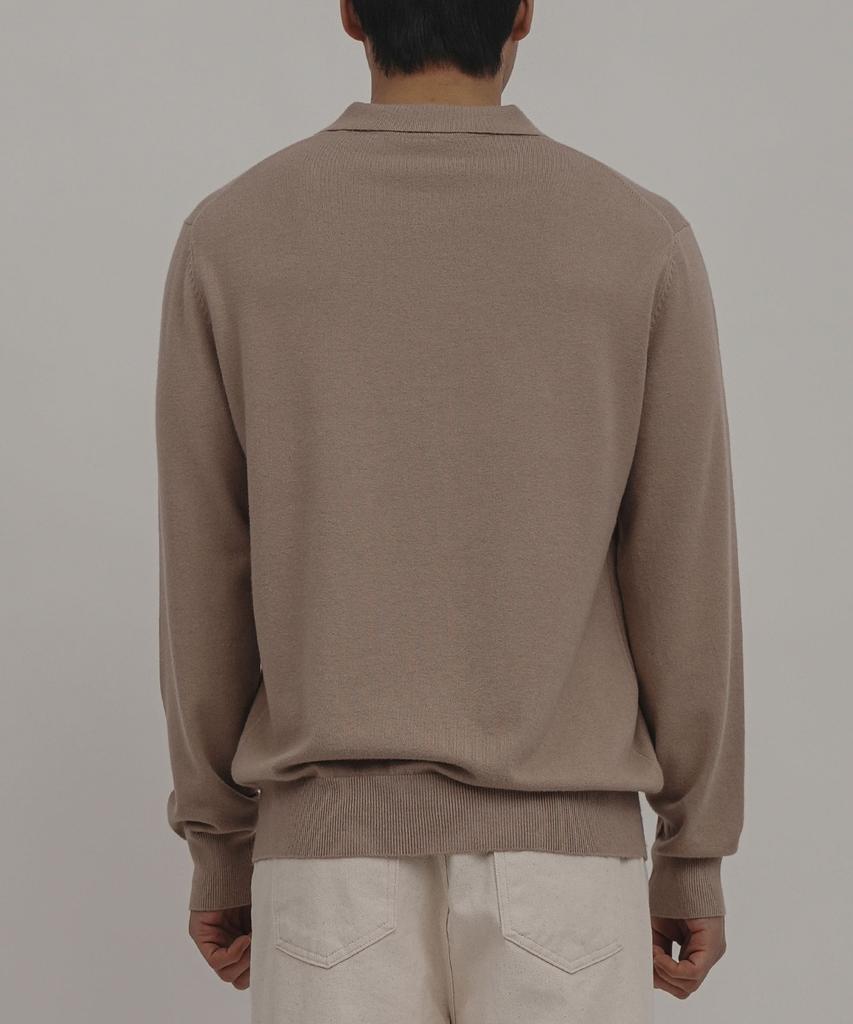GOLDPERCENT Viscose Soft Cozy Collar Knit (Beige, Men)