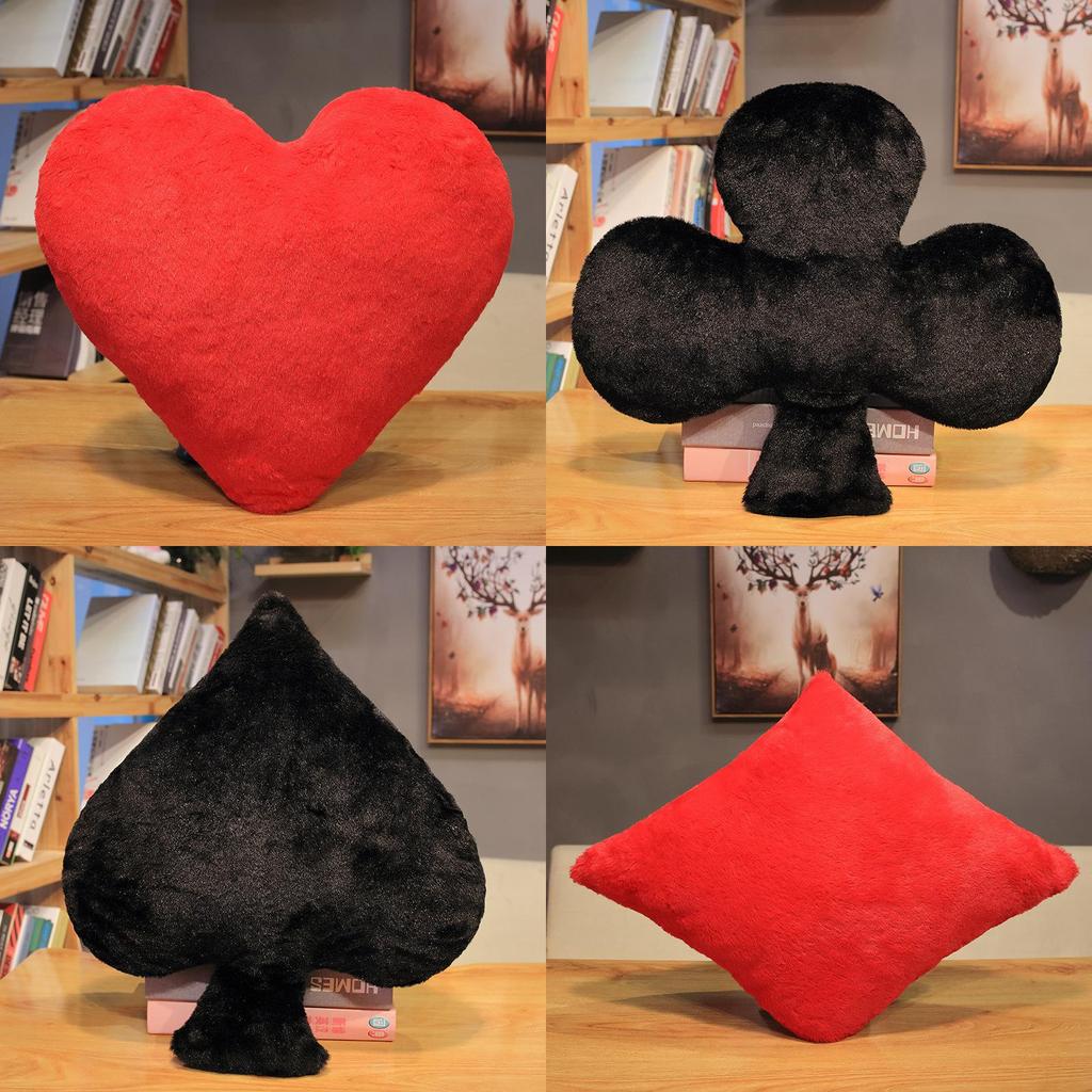 Classic Card Suit Plush Pillow With Soft Short Plush Cover For Home Decor And Lounge Comfort