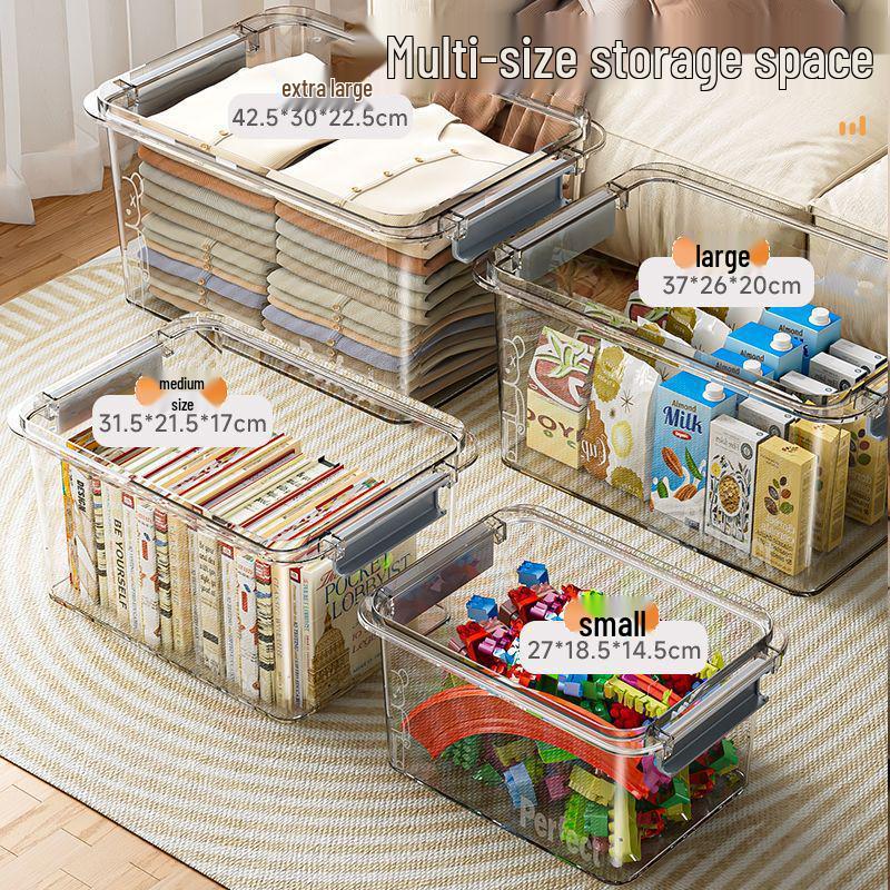 Large Transparent Handheld Storage Box for Clothes, Toys, and Snacks - Durable Plastic Organizer