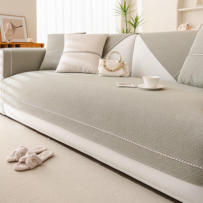 Nordic Style Light Luxury Sofa Cushion Chenille Anti-Scratching Non-Stick Wool Sofa Cover Towel Non-Slip All-Season Universal Seat Cushion