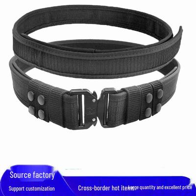 Men's Black Nylon Tactical Belt with Alloy Buckle - Braided for Security, Suitable for Outdoor Training and Duty Activities.