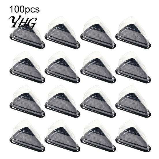 Convenient Takeout Pastry Boxes 100PCS Cake Slice Containers with Clear Lids, Triangular Disposable Plastic Box, Sliced Mille Feuille Trays