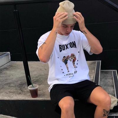 American Retro Boxing Pure Cotton T-shirts for Men and Women, Small and Loose Half-sleeved Tops for Couples, Trendy On Instagram