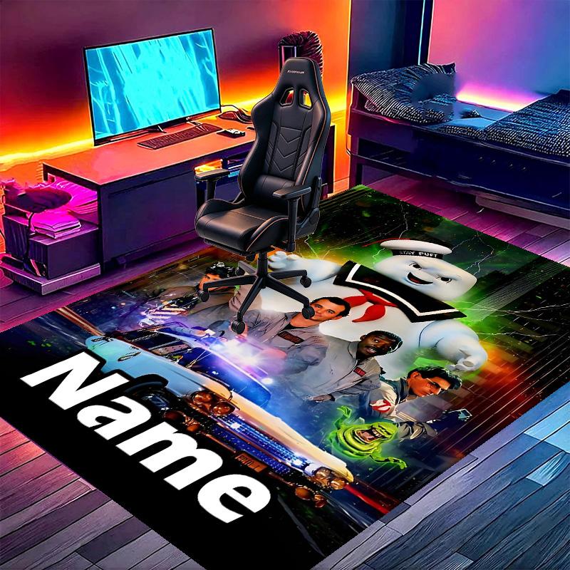 Custom Name Personalized Ghostbusters Print Carpet, Versatile Home Decor Rug, for Playroom, Apartment, Balcony, Entryway, Hallway Gift