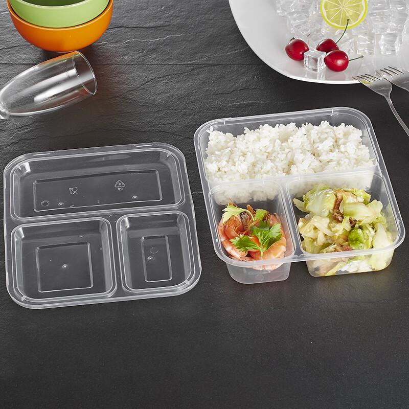 Bai Chu Fang Black 3-Compartment Disposable Food Containers