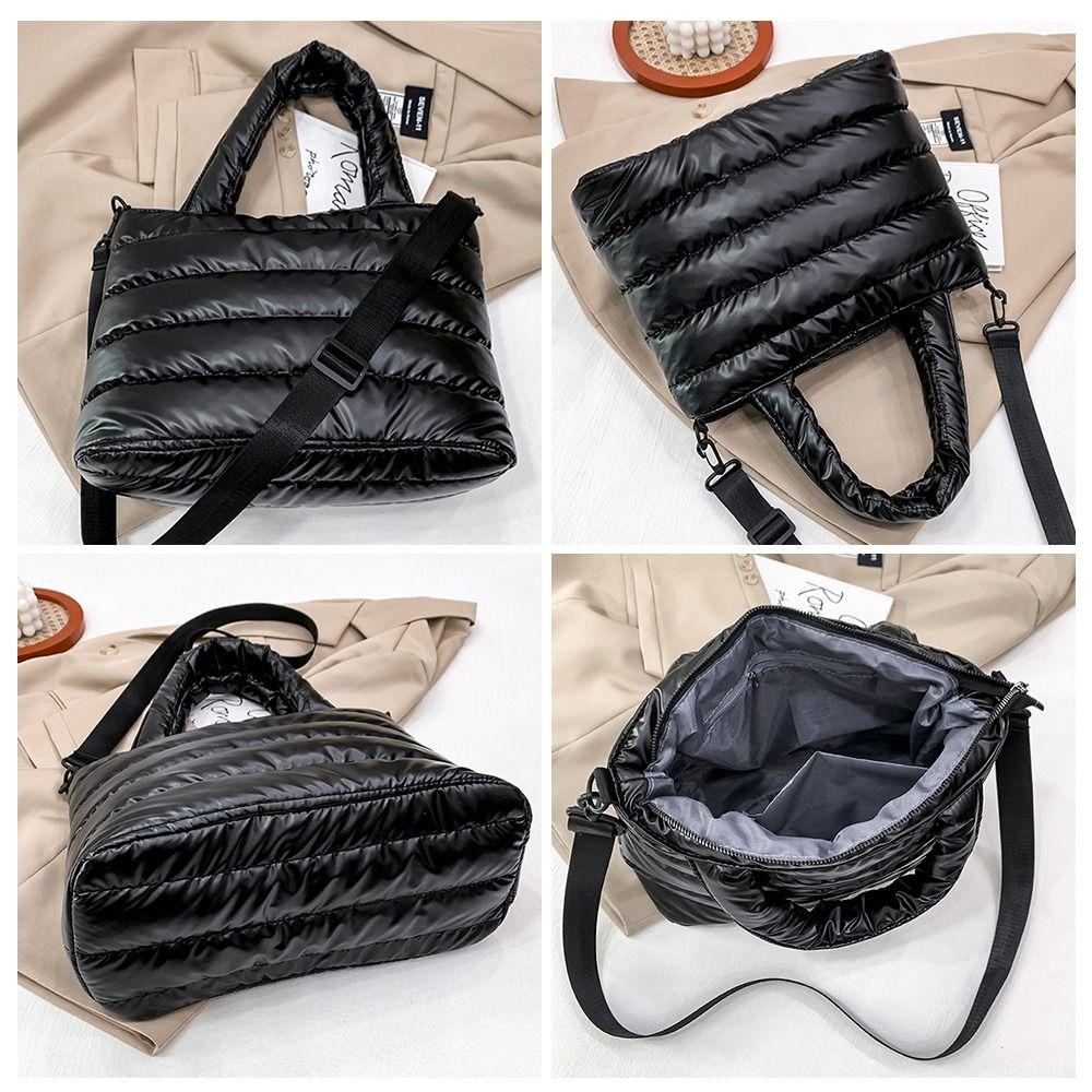 Travel Down Padding for Office Lightweight Puffer Tote Bag Shoulder Bag Quilted Puffy Handbag Down Cotton Padded