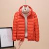 Women's Stand Collar Long Sleeve Short Puffer Jacket Slim Fit Casual Style Lightweight Down Coat