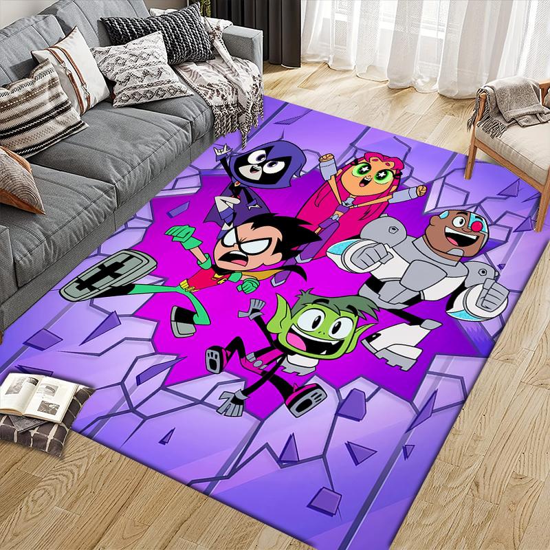 Teen Titans Vai! Tappeto Quadrato con Poster di Personaggio, Tappetino Antiscivolo per Casa Ufficio, Regalo Perfetto per i Fan.chl