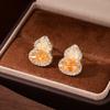 Orange Gradual Change Crystal Gourd Stud Earrings Female Niche Unique Simple High Sense Earrings Light Luxury Design Fortune Earrings