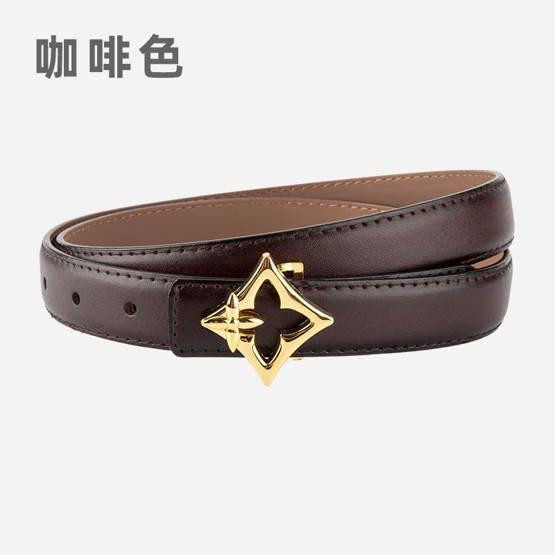 Belt Women's Genuine Leather Korean Version Douyin Belt Women's Young People Cowhide Belt
