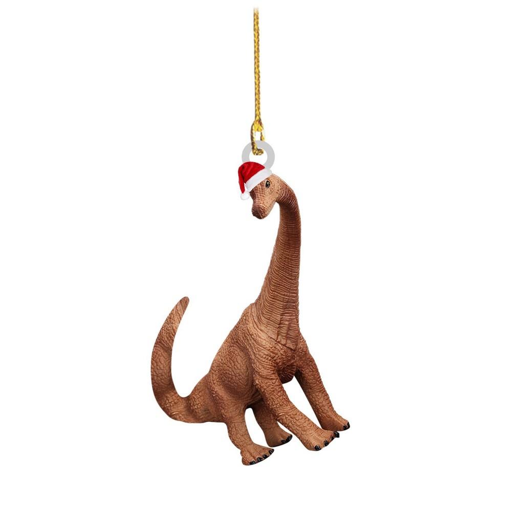 Festive Flat Dinosaur Acrylic Christmas Ornament Cheerful Vehicle Decoration Gift For All Ages
