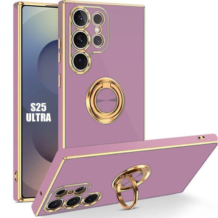 Coque pour Samsung Galaxy S25 Ultra - Protection Antichoc avec Anneau Rotatif Violet