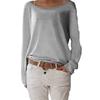 T-shirt in Cotone da Donna con Girocollo Manica Lunga Vestibilità Casual Morbido Comfort