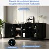 Wohnzimmer Sideboard (35 x 160 x 60 cm), Schrank mit 3 Türen, Hochglanz-Stauraum, 6 Regalfächer, Breit, Schwarz, Spanplatte, Leicht zu reinigen