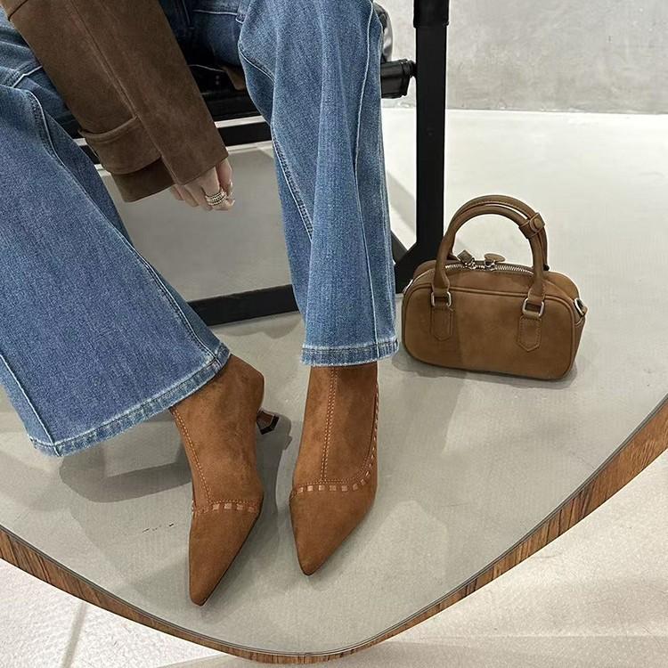 Pointed short boots women's 2025 autumn and winter new women's boots thin heel boots short boots high heels Martin boots thin boots