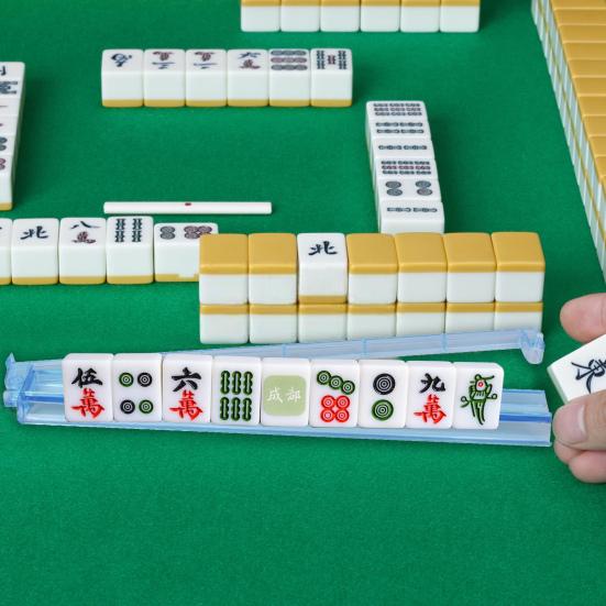 Mahjong Rack Pusher Clear Acrylic Heavy Duty Portable Multifunctional American Mah Jongg Tile Holder Push Ruler Mahjong Accessories