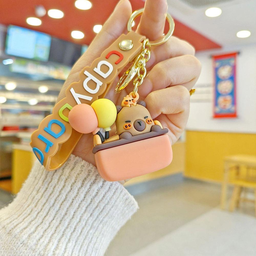Car Ornament Cartoon Capybara Keychain Micro Landscape Desktop Ornament Keychain Pendant Doll  Gift