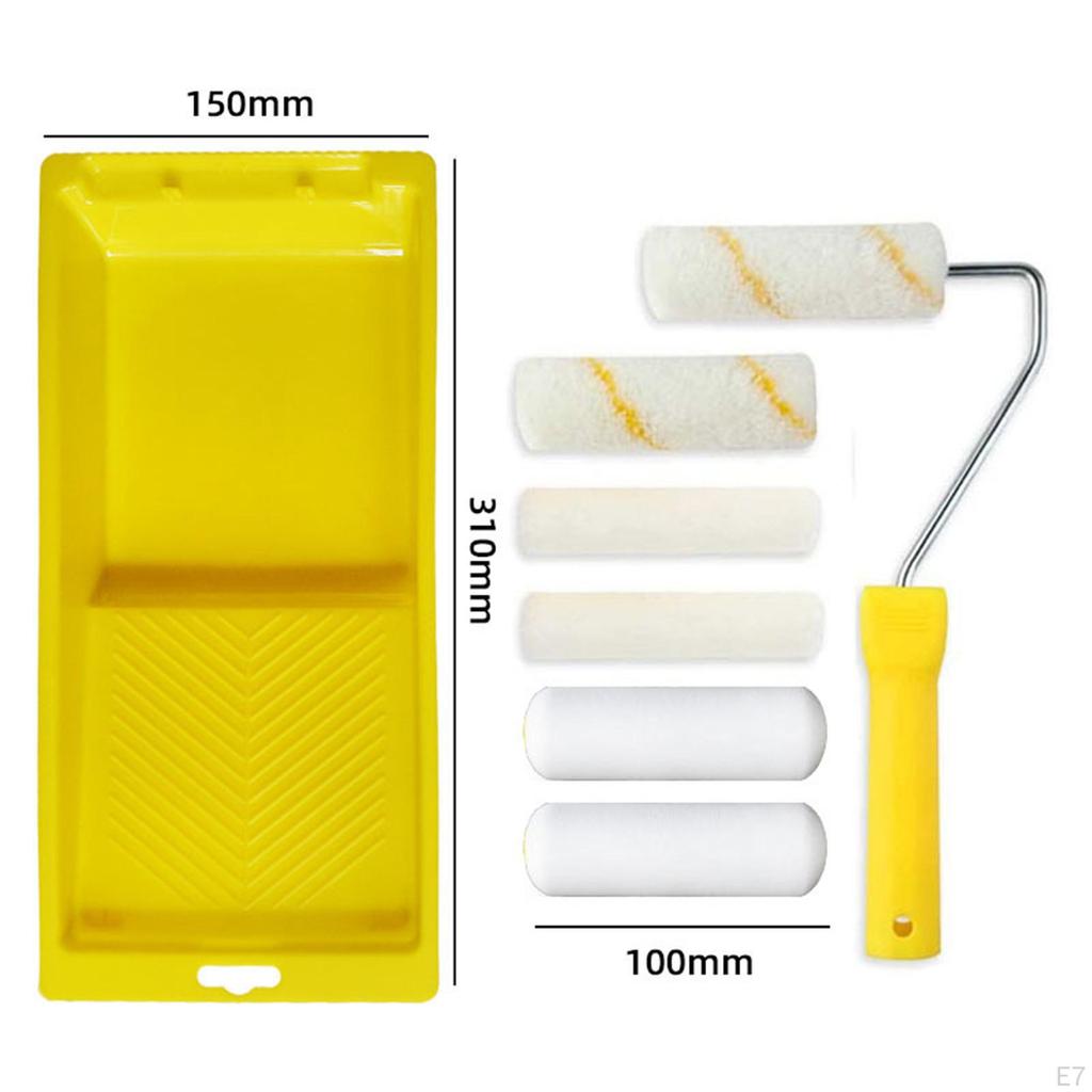 Reusable Paint Roller Brush Kit with Handle, Tray for Commercial Residential