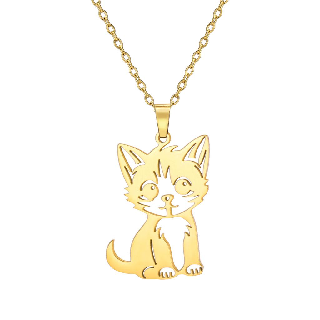 Fashion Minimalist Women Cat Pendant Necklace Delicate Collarbone Chain Elegant Small Jewelry Gift