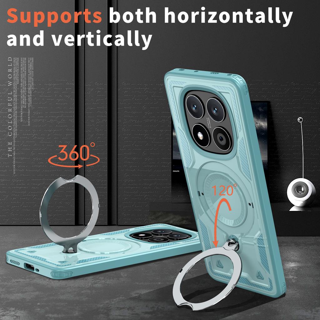جراب هاتف مغناطيسي بحلقة قابلة للطي ومضاد للصدمات لهاتف شاومي ريدمي نوت 14 13 برو بلس 5G 4G 14S طبقة مزدوجة غطاء حماية من السقوط