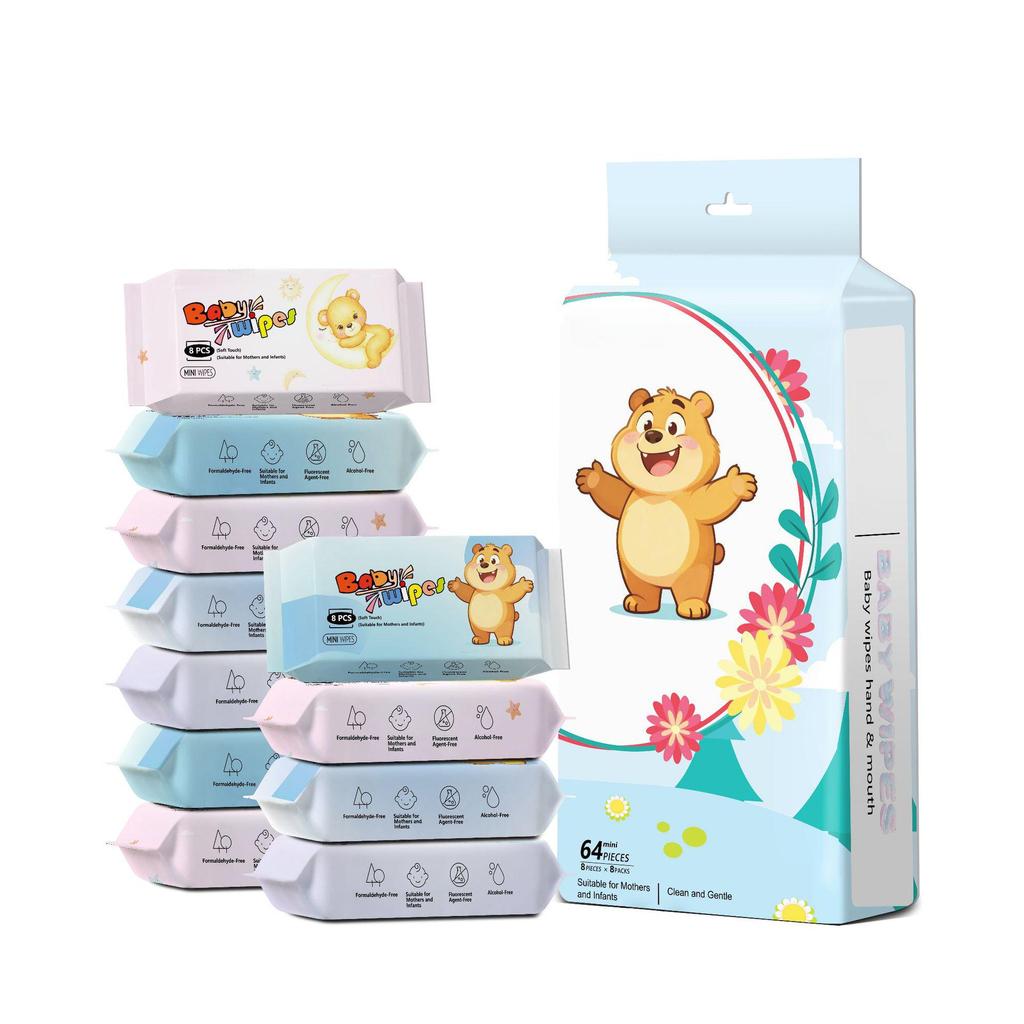 Portable Mini Wet Wipes for Babies & Household - Hand & Mouth Care, Individually Packaged, Sanitary, for Mom & Baby Use