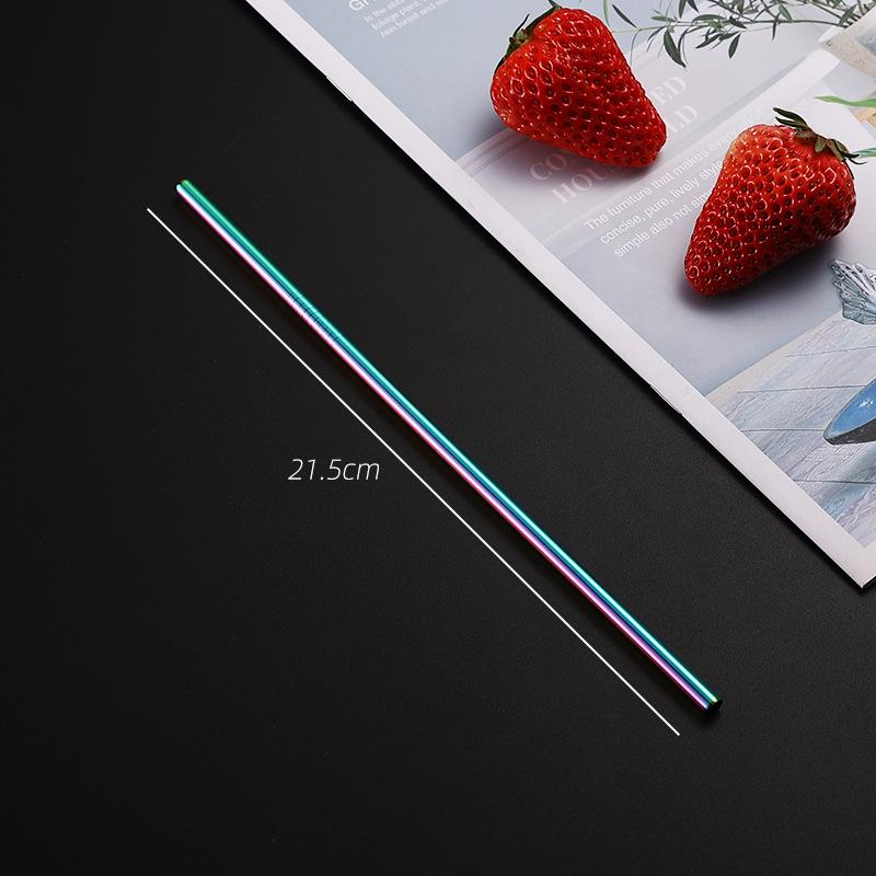 304 Stainless Steel Straw Set Color Metal Straw Restaurant Milk Tea Beverage Coffee Tube Straight Pipe Elbow Set