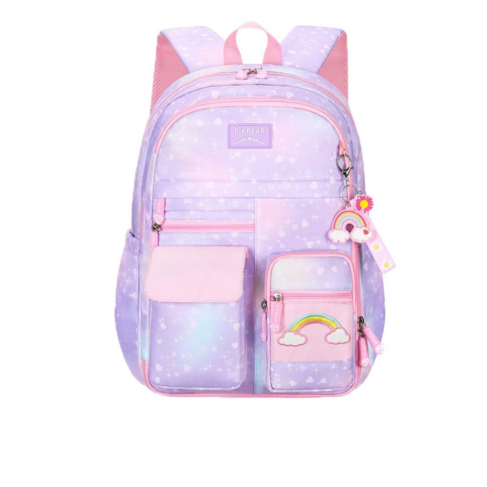 

Refrigerator Style Door Opening Shoulders Bag Rainbow Student School Bag Children Backpack Unisex Purple S