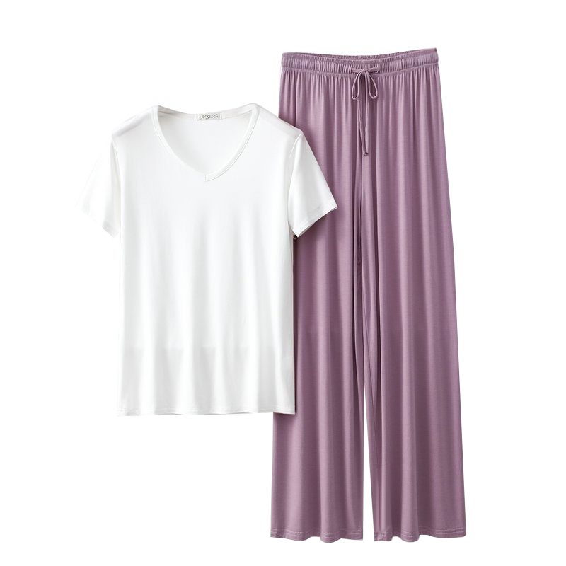 Women's Loose Casual Pajama Sets V-neck T-shirt and Pants