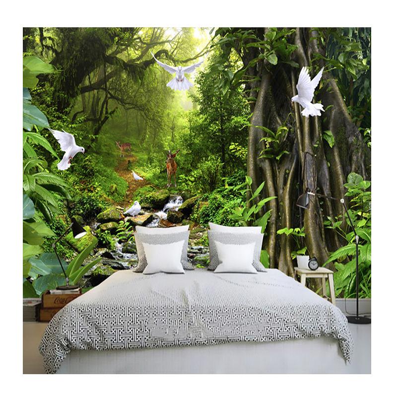 Modern Nature Landscape 3D Wallpaper Green Forest Mural Wall Papers Living Room Bedroom Background Wall Mural