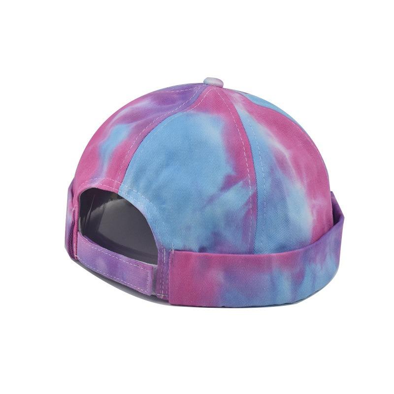 Hat Couple Tie Dyed Melon PU Leather Hat Round Hat Men and Women Korean Street Instagram Trendy Brand Cold Hat Landlord