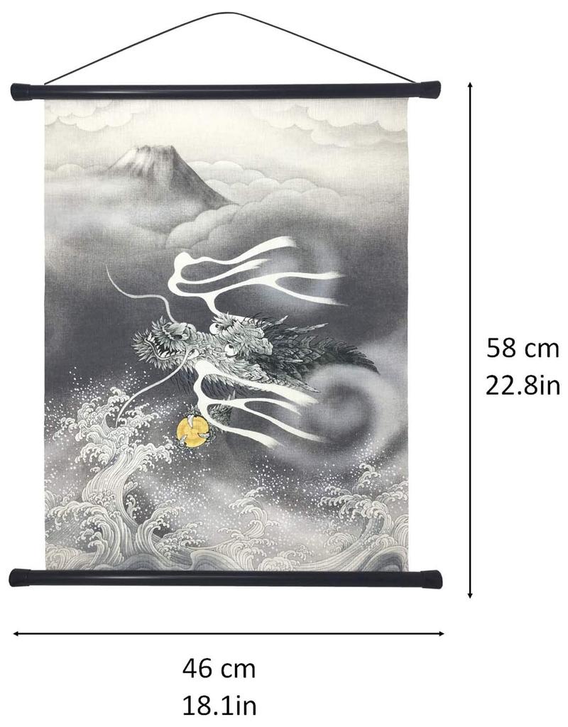 Papel Washi Kawasumi Yuzen Washi Rising Caixa de Presente Tapeçaria Integral, Dragão, 58x46cm,