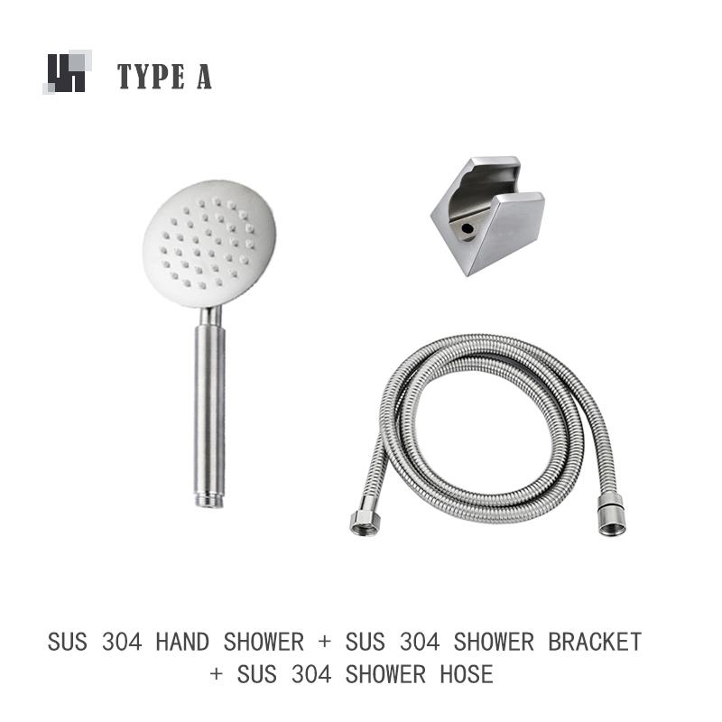 Brushed Stainless Steel Hand Shower Bathroom Hand Held Shower Set with Holder and Hose Wall Mounted Hand Hold Shower Head