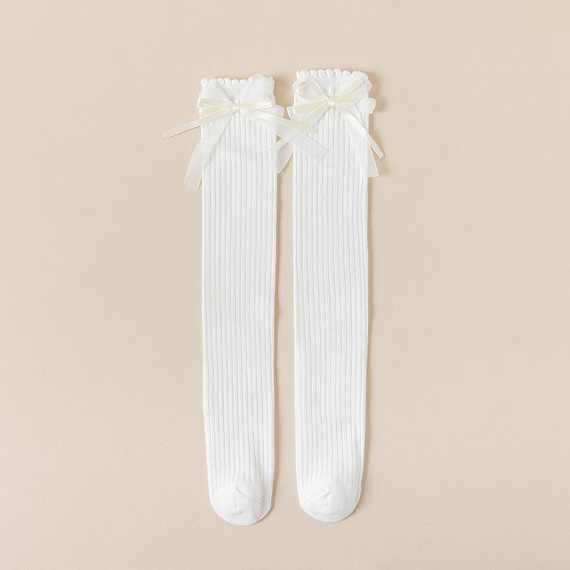New Kids Girls Bow Long Socks Spring Autumn Cotton Over The Knee High Socks Cute Baby Lolita Stockings