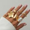 Ingemark 7Pcs/Set Boho Baroque Imitation Pearl Open Rings for Women Creative Flower Crystal Adjustable Ring Couple Y2K Jewelry
