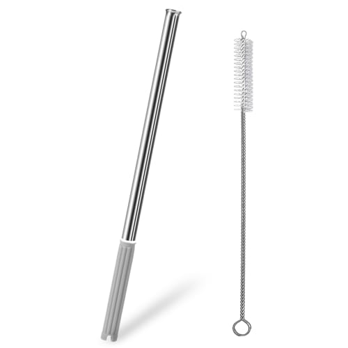SKIASE Replacement Stainless Steel Straw Set for 900ml Tumbler (1 Stainless Steel Straw & 1 Brush)