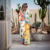  States Cross-border 2024 Independent Station  Fashion Personalized Printing Linen Color Matching Holiday Leisure Tether Set