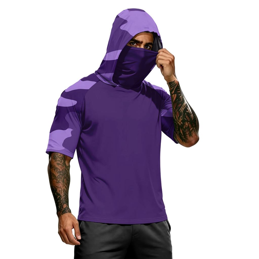 Men's Athletic Hoodies Long Sleeve Fishing Shirts for Men Men's Dry Fit Long Sleeve Active Hoodie Sun Fishing Hoodie with Face