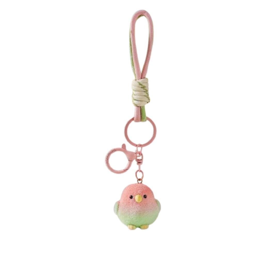 

Hanging String Flocking Bird Keychain Knitted Hand Rope Cute Plush Pendant Bag Charm зелений