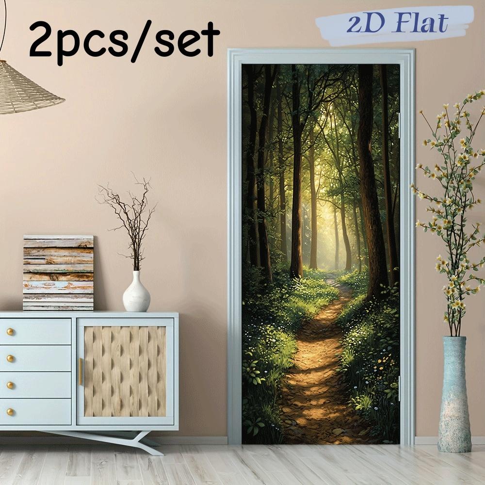 

2pcs Forest Trail Wall Stickers Living Room Entrance Corridor Decorative Stickers Self Adhesive Removable Natural Landscape Mura (as the picture,38.5x200cmx2)