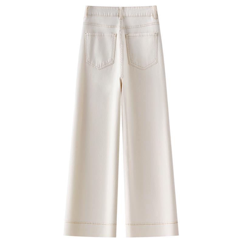 Women's White High-Waisted Wide-Leg Cropped Jeans - Summer 2025 Collection