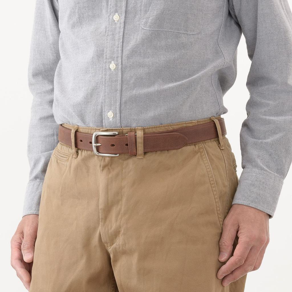 [Ikenohata Ginkawaten] Buffalo Leather Belt, Men's Belt, Genuine Leather, Stylish, Casual, Made in Japan, OT-012 (Brown)